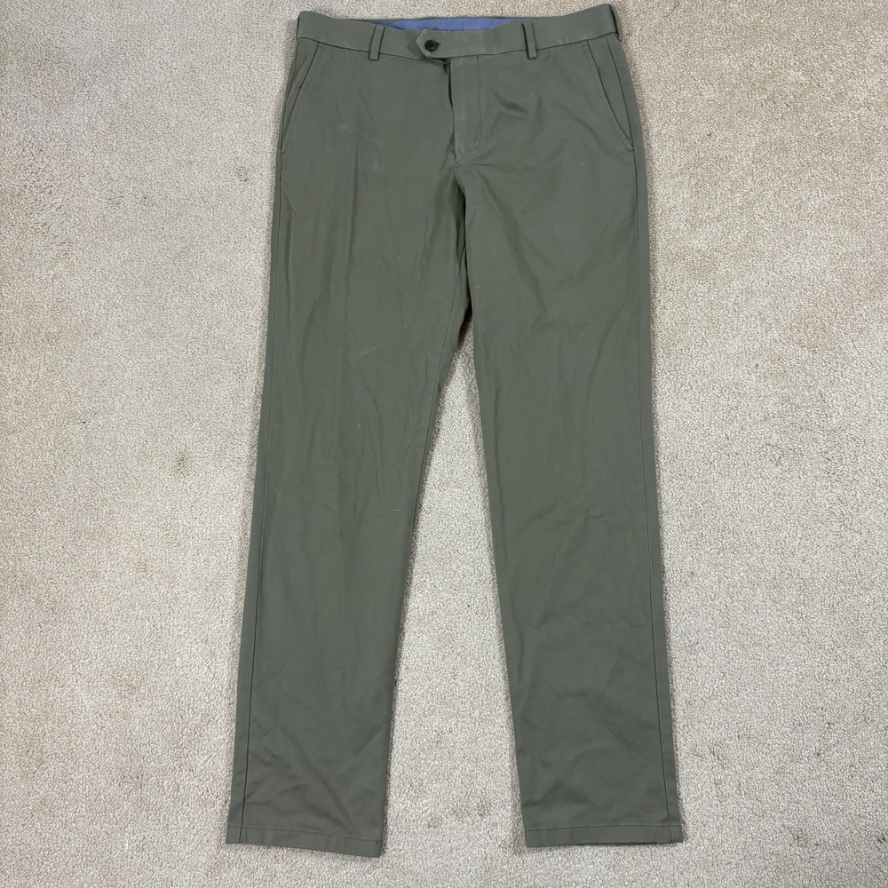 Charles Tyrwhitt Ultimate Non-Iron Chino Pants Mens 34x32 Green Slim Fit